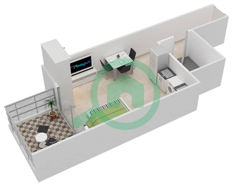 Элит Спортс Резиденс 8 - Апартамент Студия планировка Единица измерения 1 interactive3D