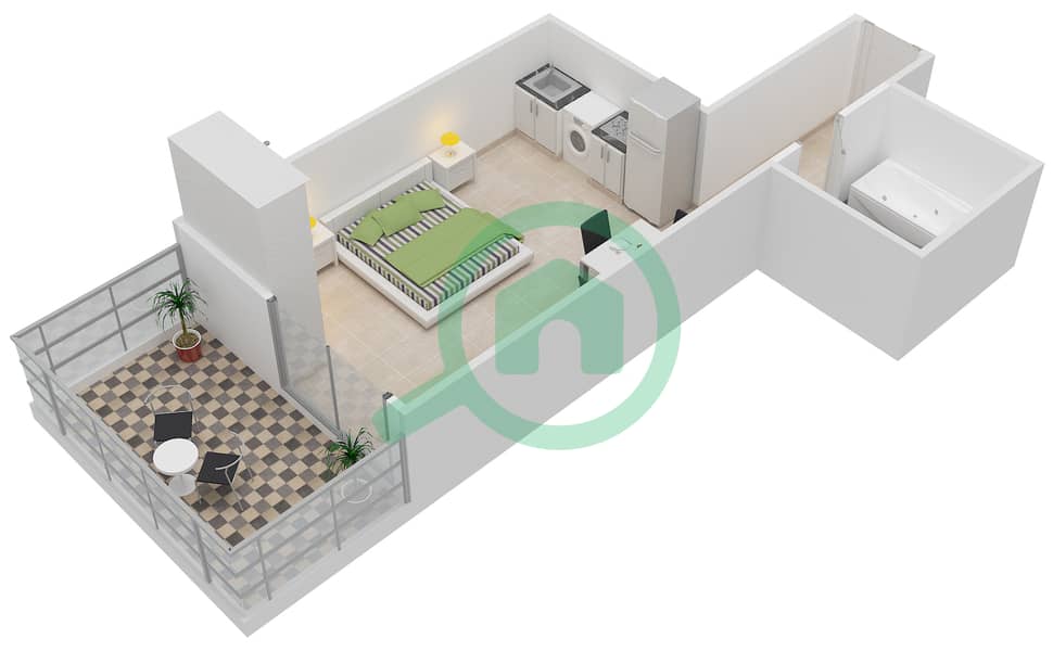 المخططات الطابقية لتصميم الوحدة 10 شقة استوديو - مساكن النخبة الرياضية 8 interactive3D