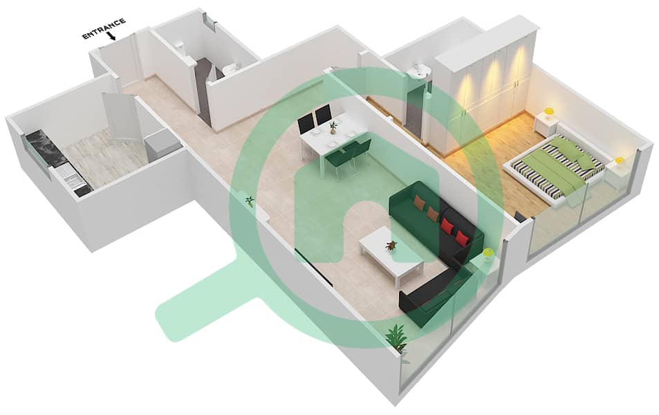 Sahara Tower 4 - 1 Bedroom Apartment Unit 11 Floor plan interactive3D