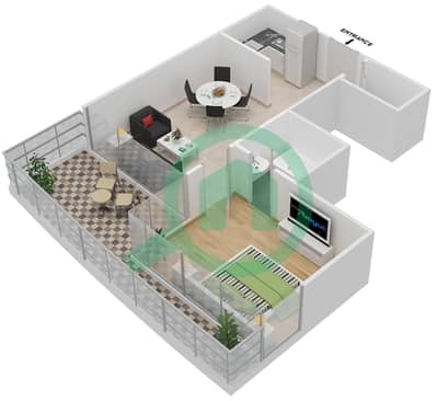 المخططات الطابقية لتصميم الوحدة 05 شقة 1 غرفة نوم - مساكن النخبة 9