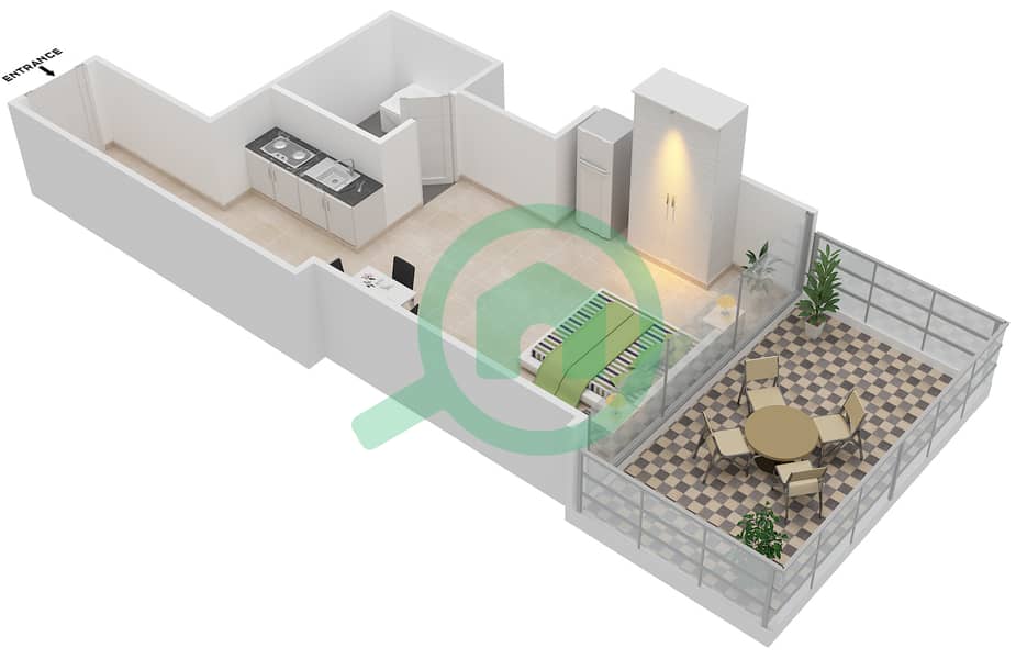 Элит Спортс Резиденс 9 - Апартамент Студия планировка Единица измерения 08 interactive3D