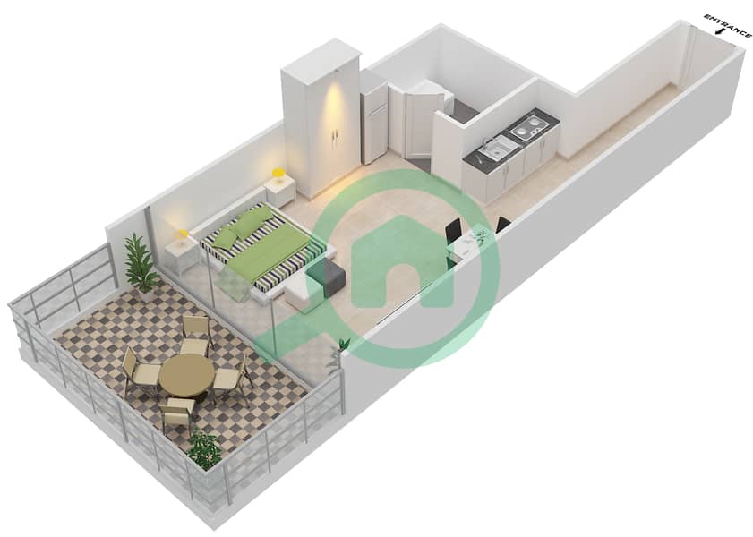精英体育公寓9号 - 单身公寓单位09戶型图 interactive3D