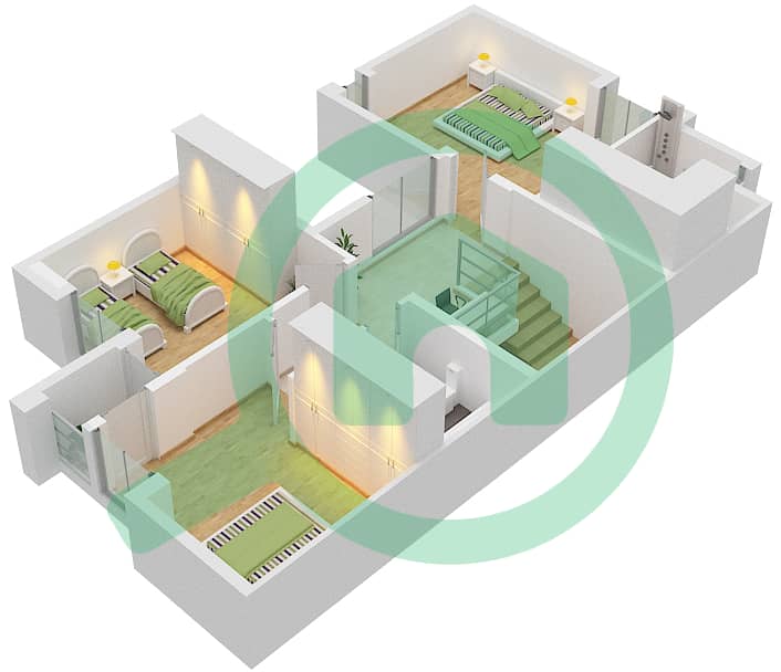 Sarab Community - 3 Bedroom Villa Type C Floor plan First Floor interactive3D
