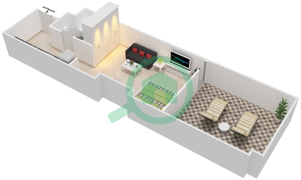 温莎公寓 - 单身公寓类型6戶型图 interactive3D