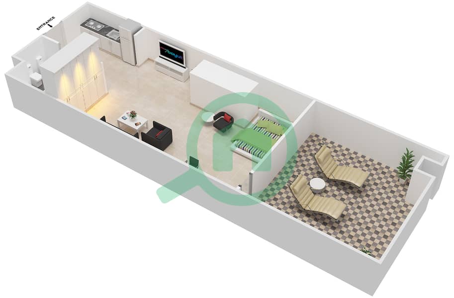 Windsor Residence - Studio Apartment Type 7 Floor plan interactive3D