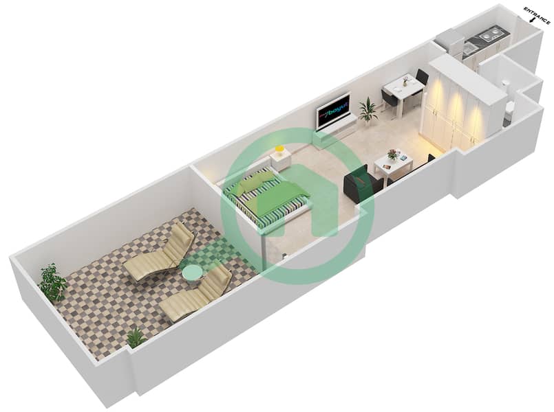 Windsor Residence - Studio Apartment Type 8 Floor plan interactive3D
