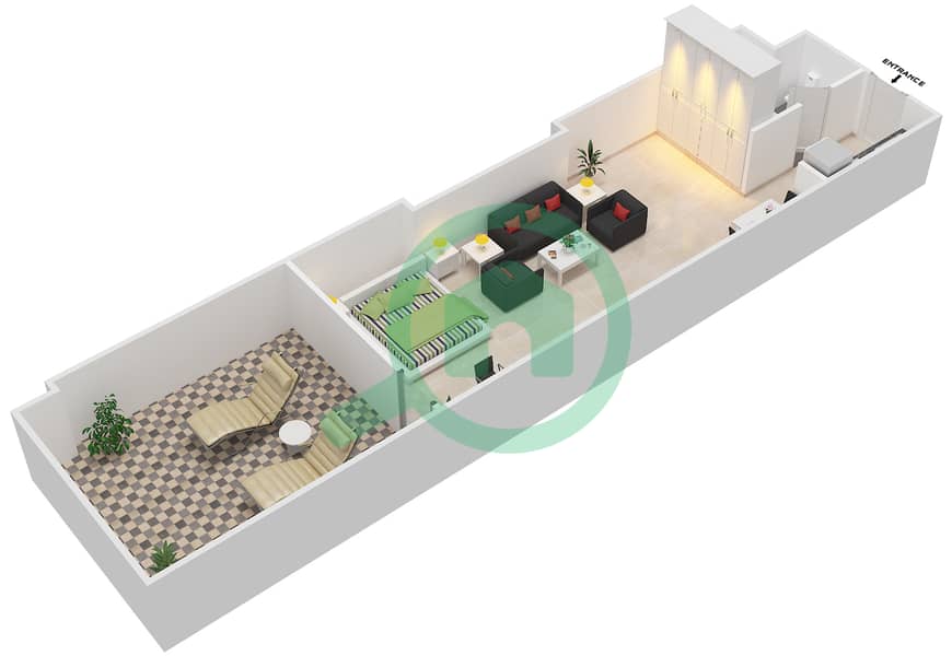 المخططات الطابقية لتصميم النموذج 9 شقة استوديو - وندسور السكني interactive3D