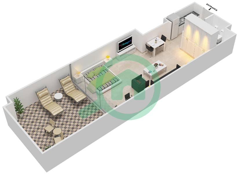 المخططات الطابقية لتصميم النموذج 10 شقة استوديو - وندسور السكني interactive3D