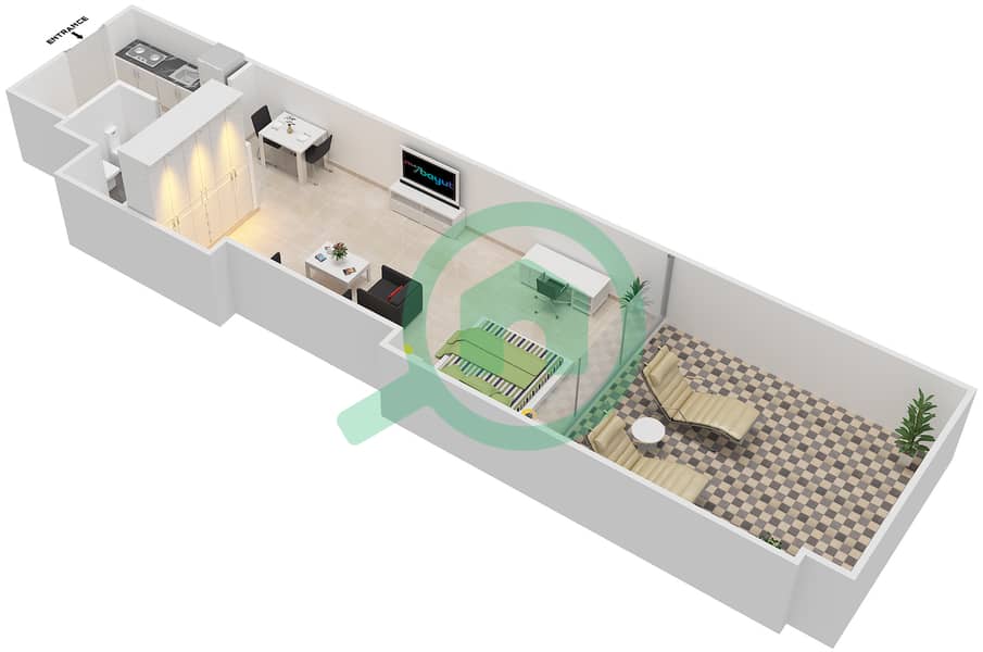 温莎公寓 - 单身公寓类型11戶型图 interactive3D