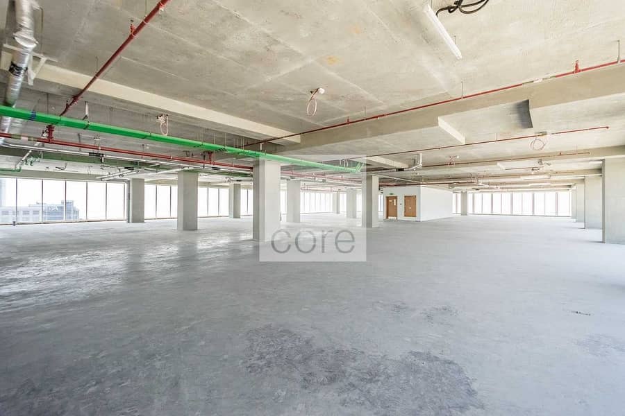 Full floor shell and core office spacious