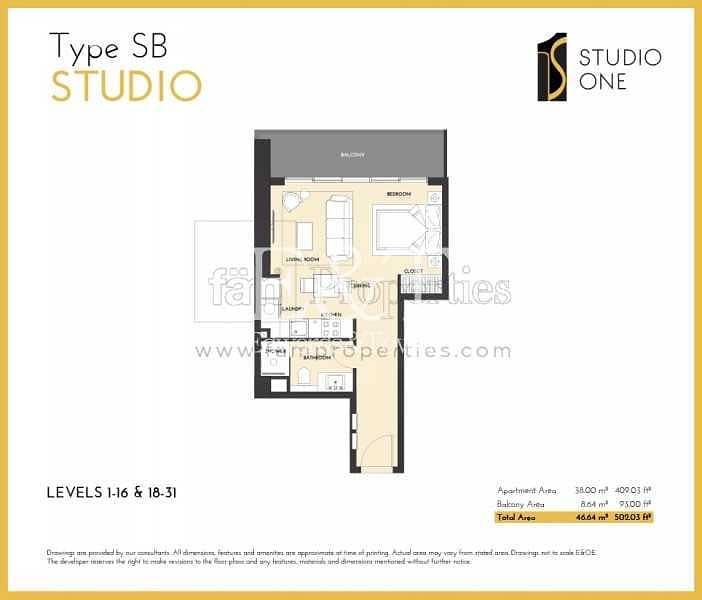 13 Large Studio | Vacant from 1st July | Unfurnished