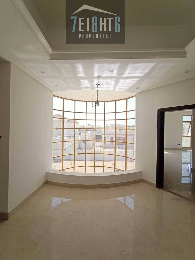 9 Excellent quality: 5 b/r indep BRAND NEW villa + maids room + LIFT + large landscaped garden for rent in Khawaneej 1