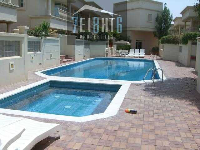 5 Beautifully presented: 4 b/r modern design compound villa + maids room + sharing s/pool + gym + sauna + large garden