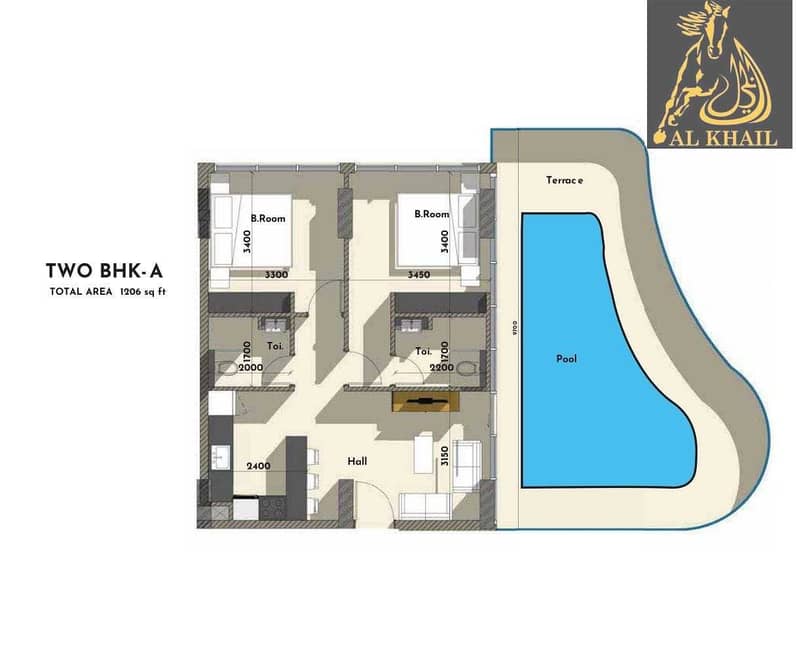 5 OWN 2 BHK APARTMENT WITH A PRIVATE POOL