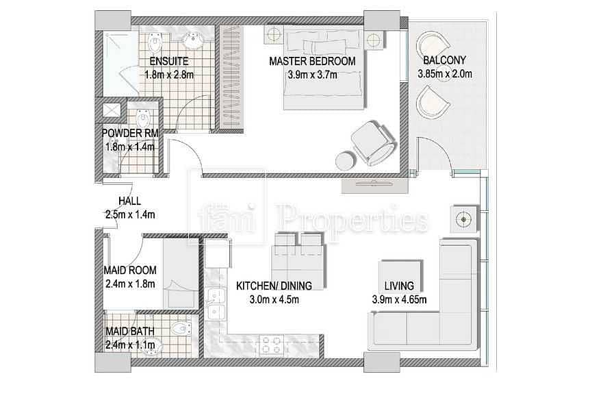 12 1BR + Maids room | Brand new | Ready for handover