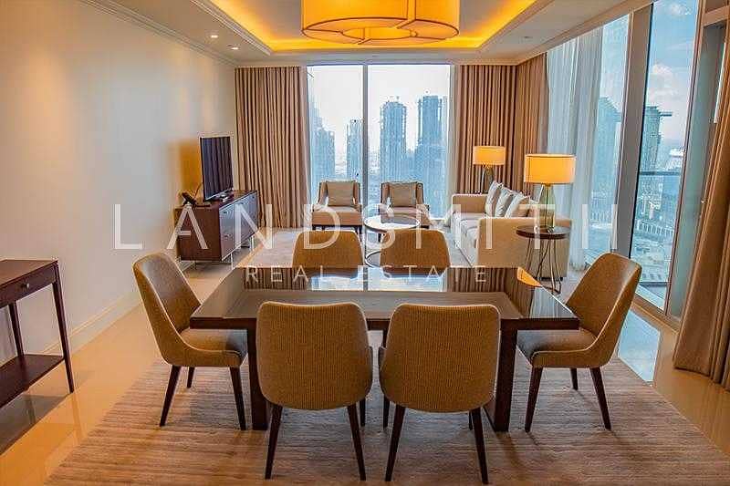 4 Burj Khalifa view 2BR Service Apt on High Floor