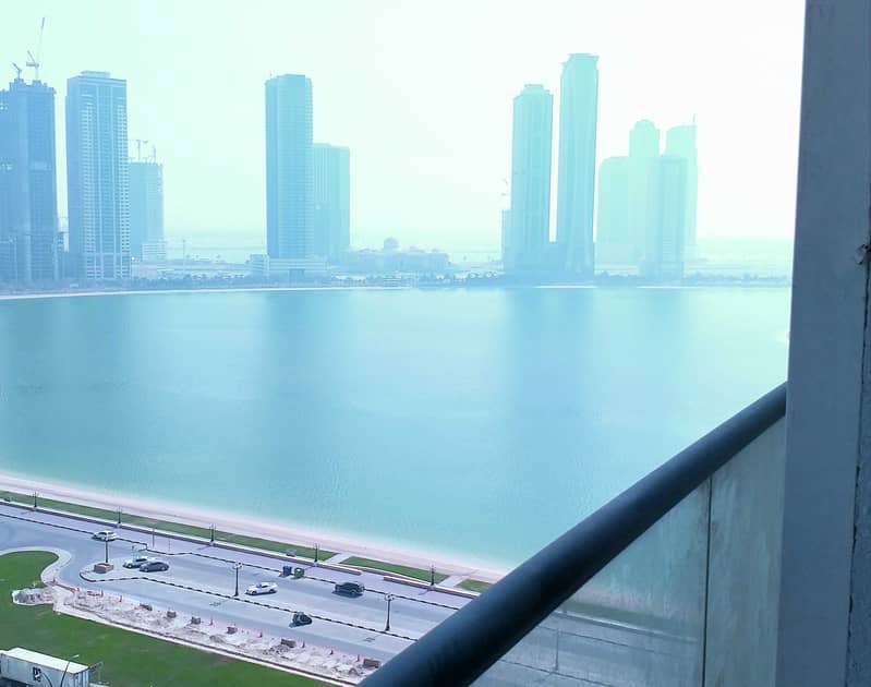 Stunning view,  chiller free 2bh both master rooms with maidroom, balcony health club parking in Al khan close to al qasba sharjah