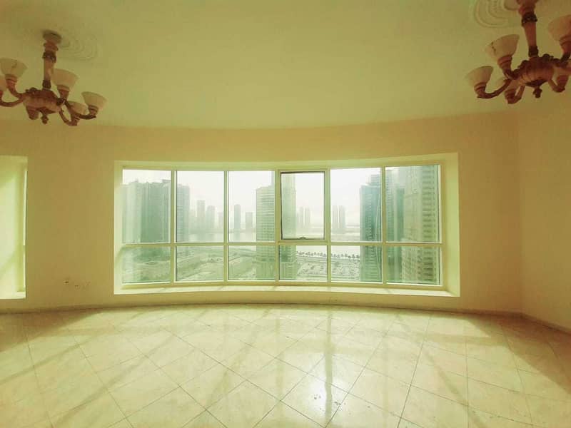 1 month free, chiller free 3bh apartment available for rent in al majaz 3 sharjah