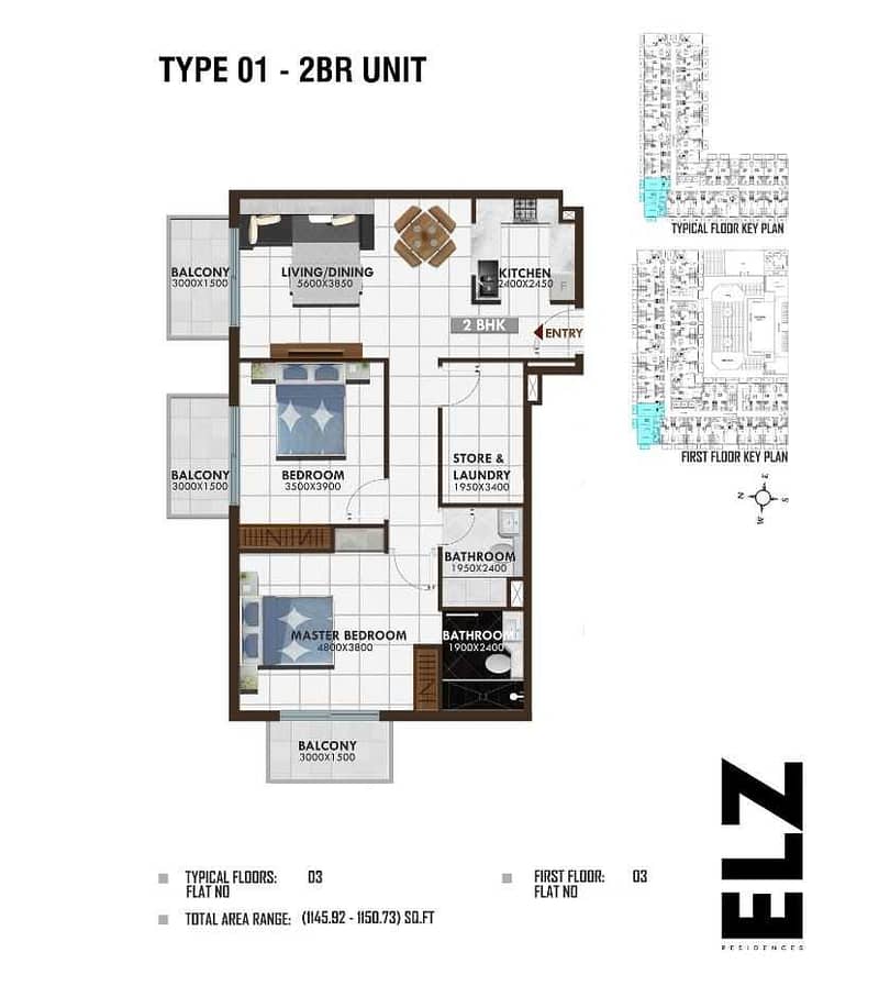 12 2 Bedrooms in ELZ Residence - 1%  Payment Plan for 60 Months