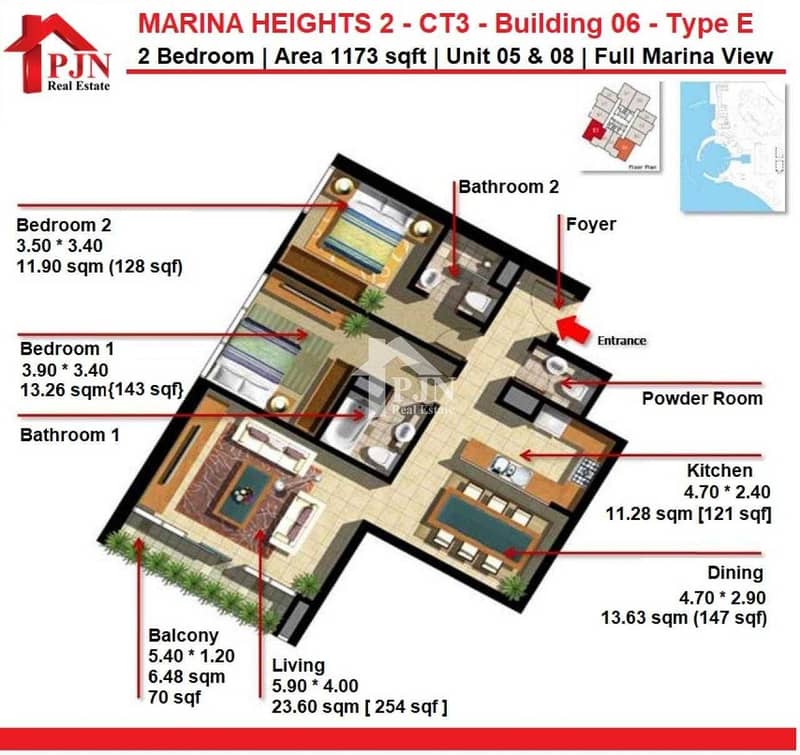 Ready To Move In !! 2BR For Rent In Marina Heights2.