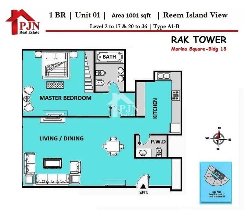 17 Ready To Move In !!! 1 Bedroom For Rent In Rak Tower.