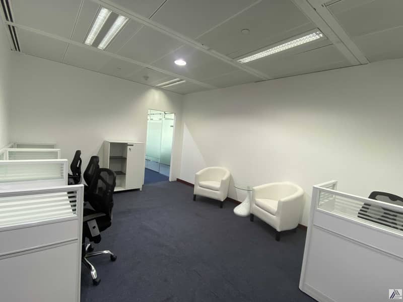 3 Fully Furnished office |Dewa | Internet | Conference room Including | linked with Burjuman mall and Metro