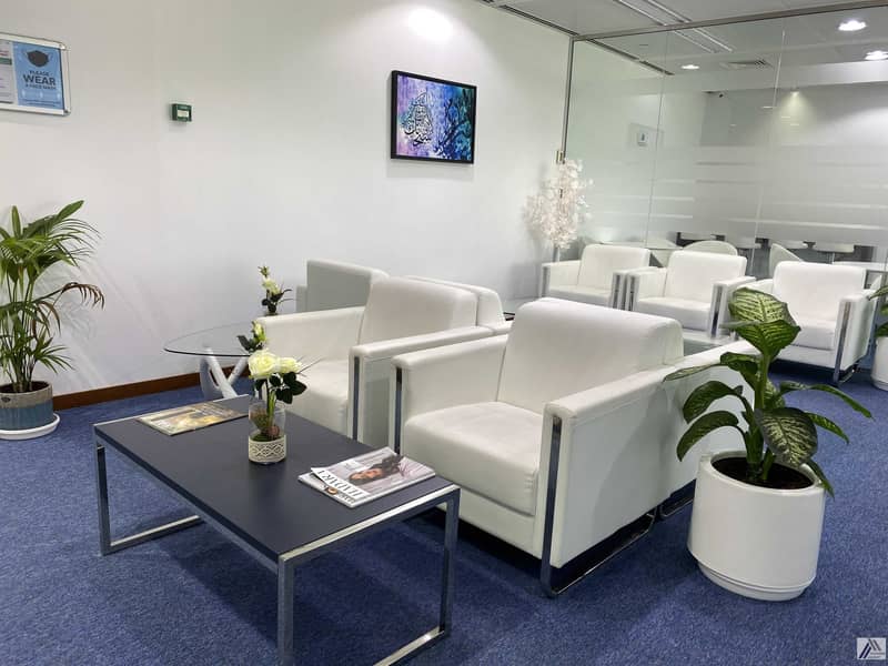 5 Fully Furnished office |Dewa | Internet | Conference room Including | linked with Burjuman mall and Metro
