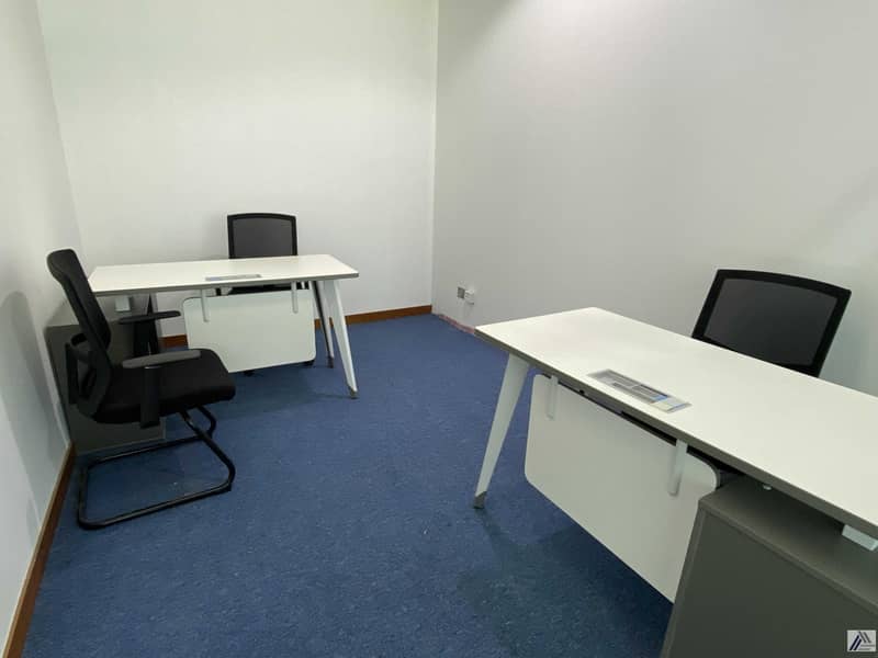 5 Co Working space | Flexi Desk office only AED 12000/-yearly All inclusive| linked with metro and Mall