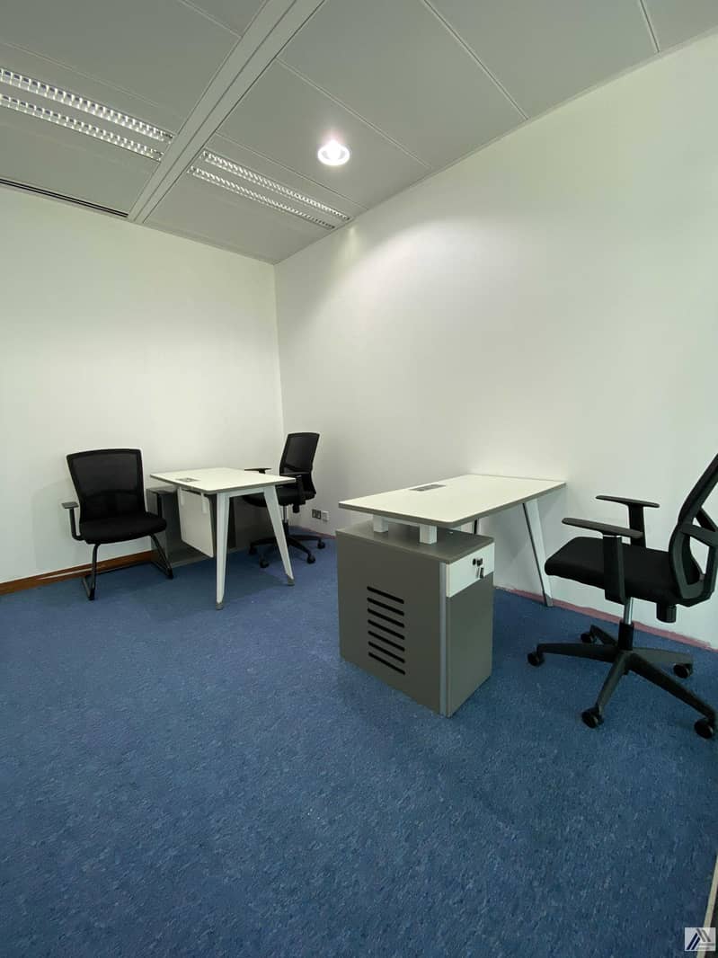 10 Co Working space | Flexi Desk office only AED 12000/-yearly All inclusive| linked with metro and Mall