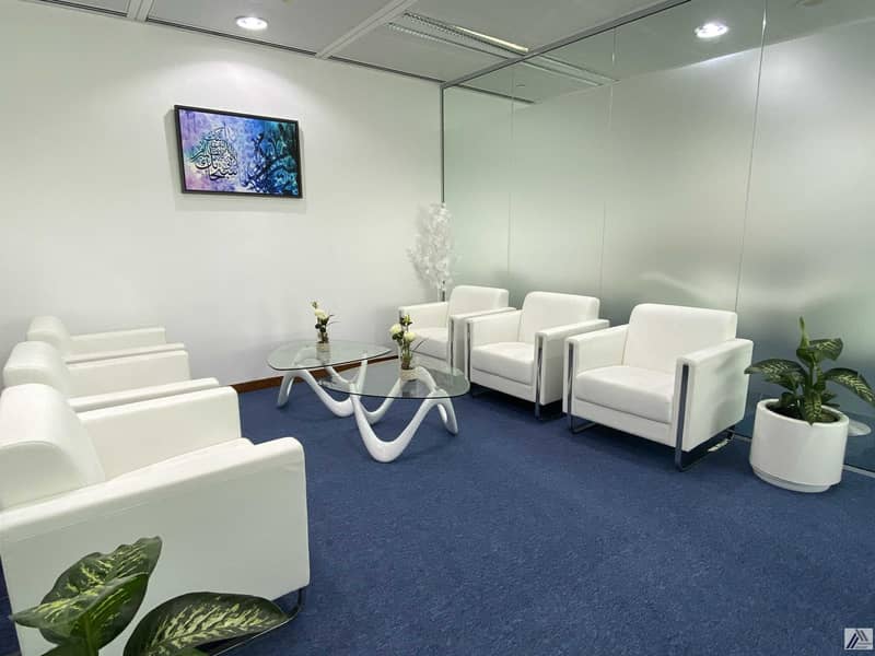 12 Fully Furnished office |Dewa | Internet | Conference room Including | linked with Burjuman mall and Metro