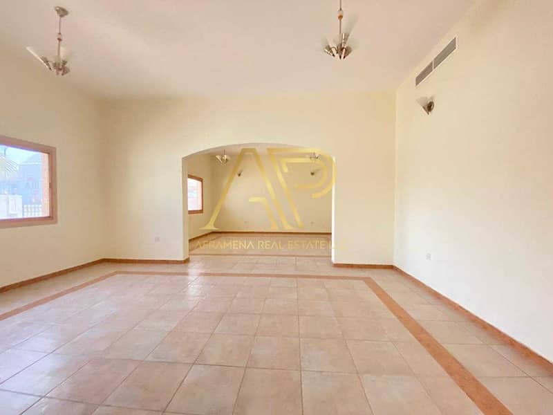 5 LARGE 4 BEDS VILLA INFRON OF LAMER | 12 CHEQUE | 1 MONTH FREE + MAIDS ROOM