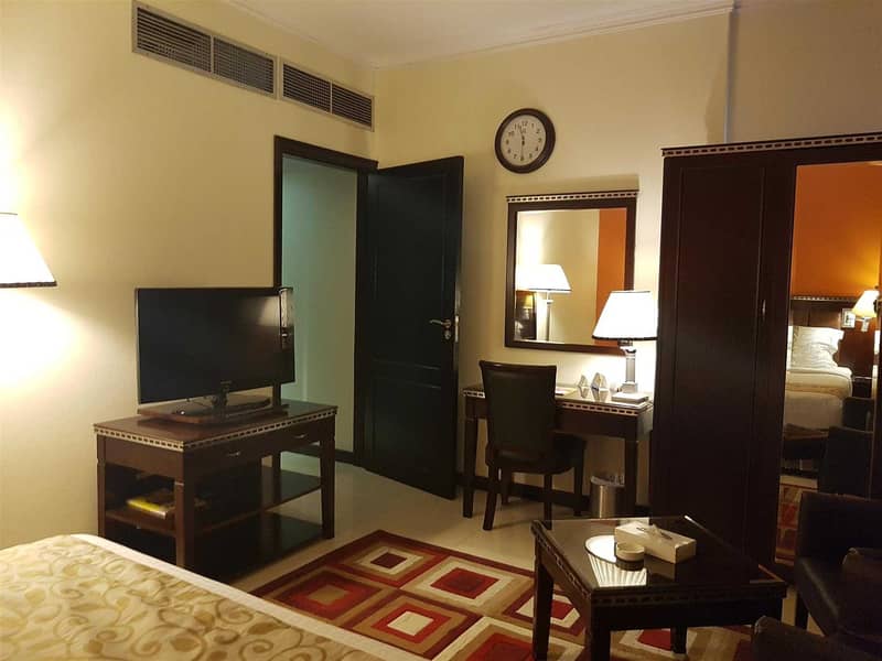 3 1 bed room c. a/c  furnished and  serviced  flat in salam st  with gym  tawtheeq and including utility 12 payments
