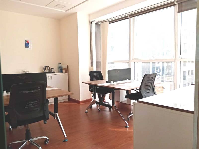 EJARI/YEARLY TENANCY CONTRACT -SEPARATE FITTED OFFICE AVAILABLE FOR  RENT PLUS FREE DEWA, FREE INTENET