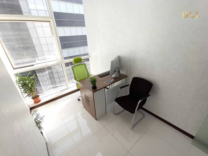 6 Furnished Office for rent | Free Internet and DEWA | 0% Commission