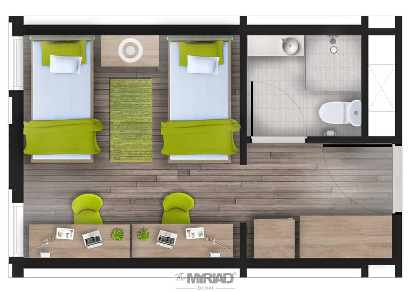 3 Student Accommodation | Double Room - Male Block | The Myriad Dubai