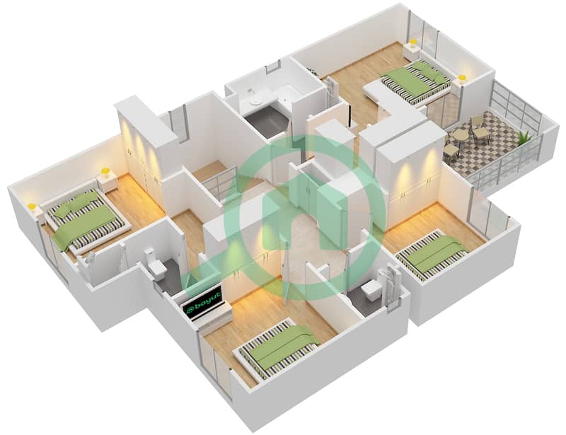 Калида - Вилла 5 Cпальни планировка Тип A First Floor interactive3D