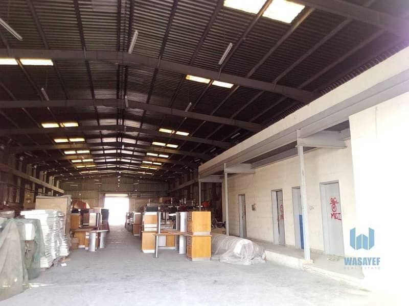 3 HUGE PLOT WITH A LARGE WAREHOUSE FOR RENT /10AED PER SQFT. .