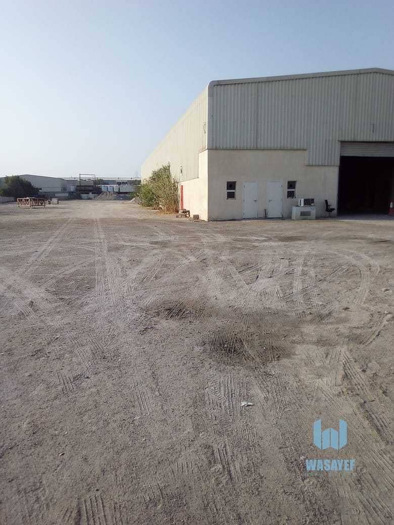 7 HUGE PLOT WITH A LARGE WAREHOUSE FOR RENT /10AED PER SQFT. .