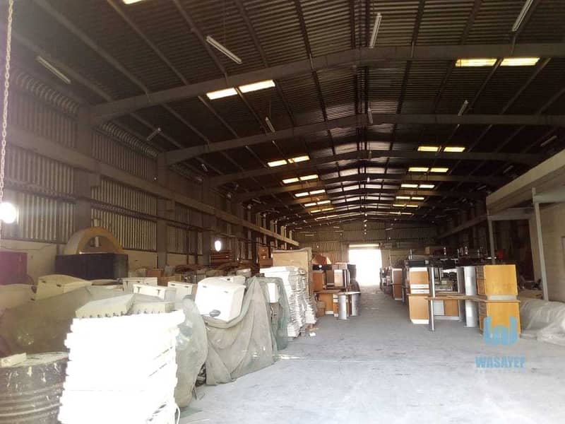 17 HUGE PLOT WITH A LARGE WAREHOUSE FOR RENT /10AED PER SQFT. .