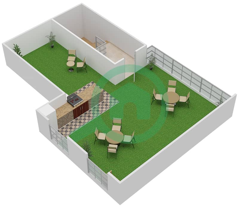 Блумингдейл Виллы - Вилла 4 Cпальни планировка Единица измерения MID Roof interactive3D