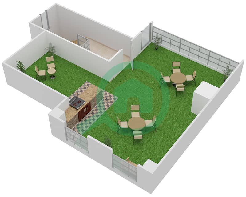 Bloomingdale Villas - 5 Bedroom Villa Unit END Floor plan Roof interactive3D