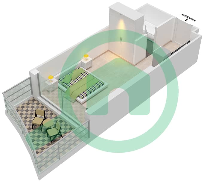 爱康城 - 单身公寓单位8  FLOOR 12-35戶型图 interactive3D