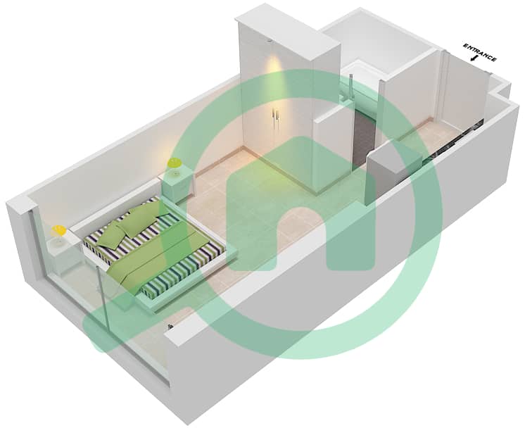 المخططات الطابقية لتصميم الوحدة 10  FLOOR 12-35 شقة استوديو - آيكون سيتي interactive3D