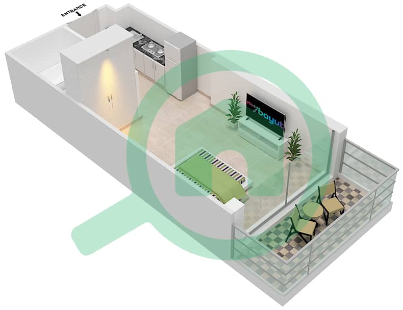 Aykon City - Studio Apartment Unit 13  FLOOR 36-37 Floor plan interactive3D