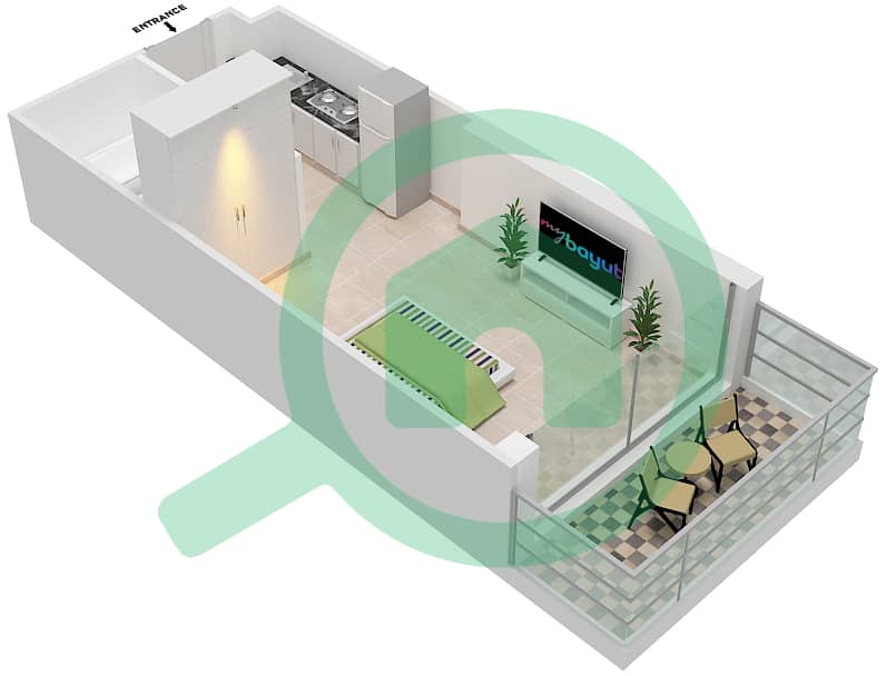 爱康城 - 单身公寓单位14  FLOOR12-35戶型图 interactive3D