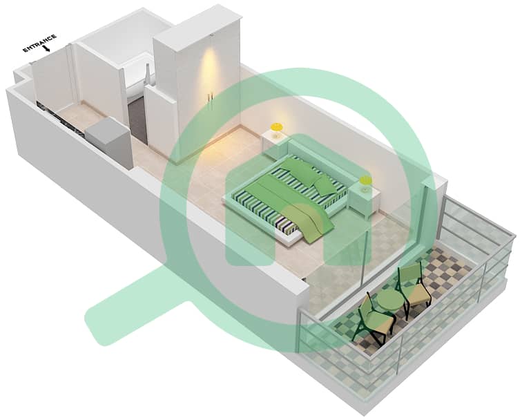 المخططات الطابقية لتصميم الوحدة 15  FLOOR 12-35 شقة استوديو - آيكون سيتي interactive3D