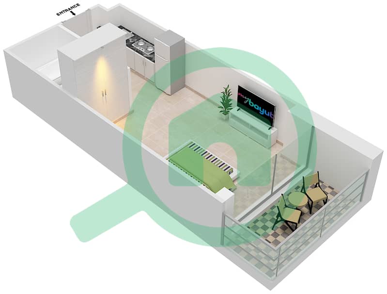 Aykon City - Studio Apartment Unit 11  FLOOR 38-62 Floor plan interactive3D