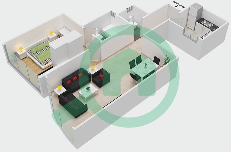 Sahara Tower 3 - 1 Bedroom Apartment Unit 9 Floor plan interactive3D