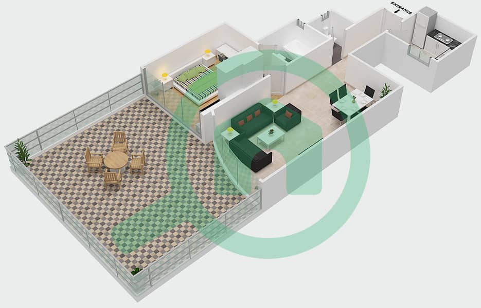 Sahara Tower 3 - 1 Bedroom Apartment Unit 9A Floor plan interactive3D