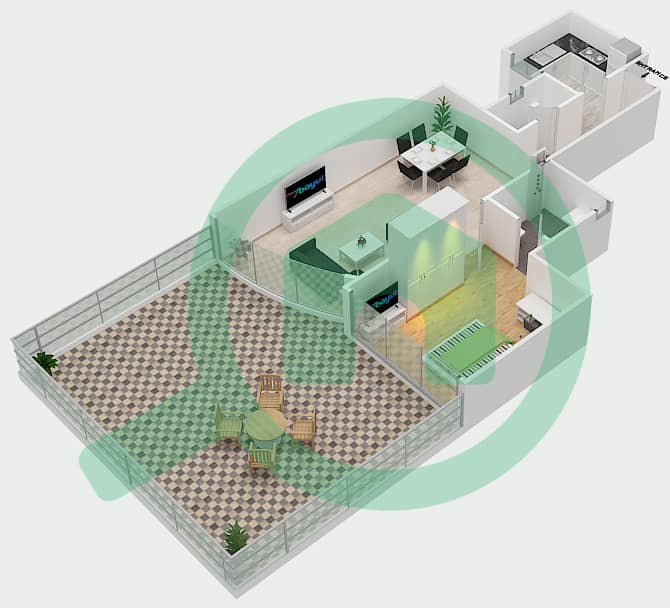 撒哈拉3号大厦 - 1 卧室公寓单位10A戶型图 interactive3D